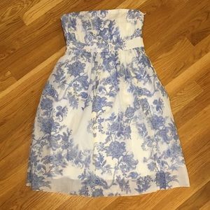 Blue and white strapless GAP dress, size 2